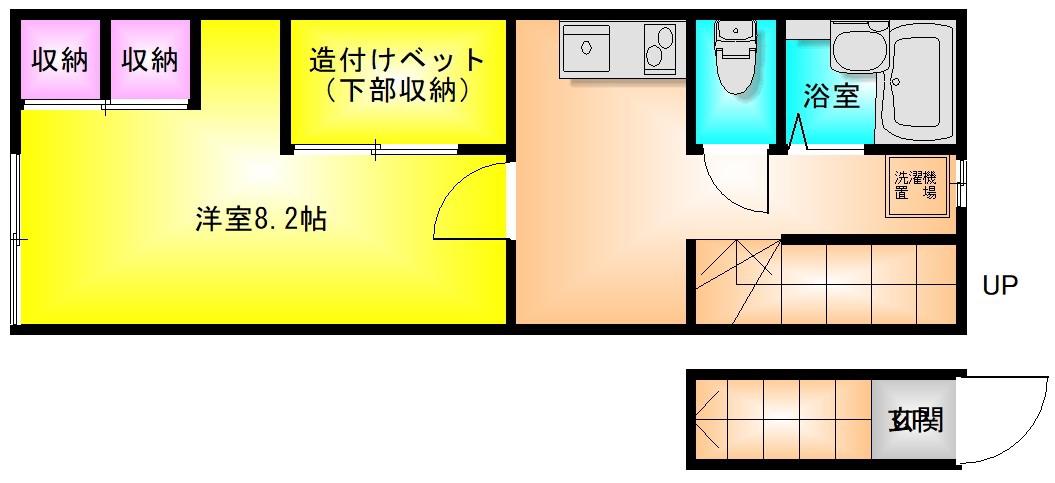 レオパレスさちB(1K/2階)の間取り写真