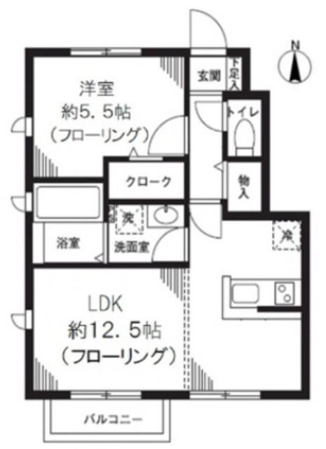 グリーンコーポ武蔵関A棟(1LDK/1階)の間取り写真