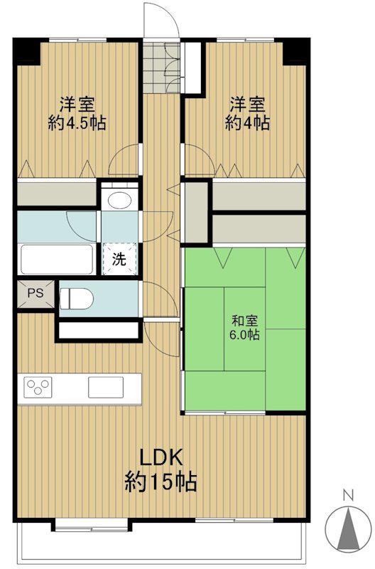 レインボーヒルズ(3LDK/4階)の間取り写真