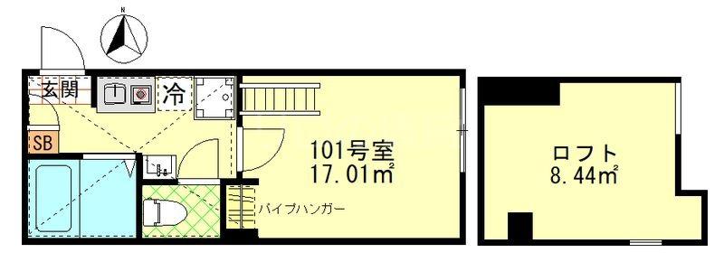 MIGHTY武蔵中原(1K/1階)の間取り写真
