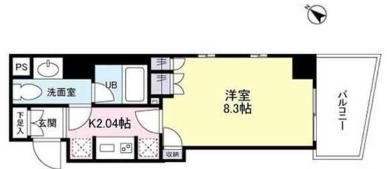 日本橋ミスモ(1K/4階)の間取り写真