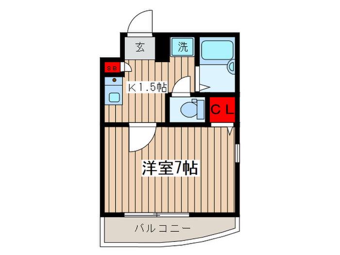 フラットワン(1K/3階)の間取り写真