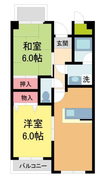 コートハウス神田(2LDK/3階)の間取り写真