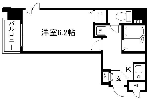 プレサンス京都駅前II(1K/11階)の間取り写真