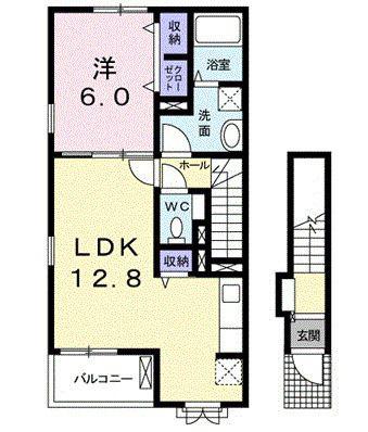 ラフィナ-ト(1LDK/2階)の間取り写真