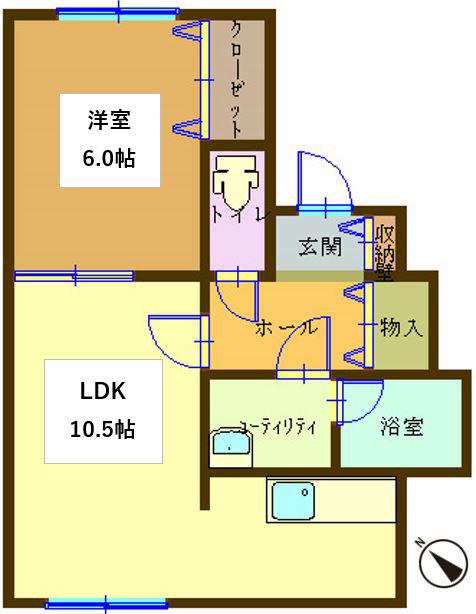 コートフルーレIII(1LDK/2階)の間取り写真