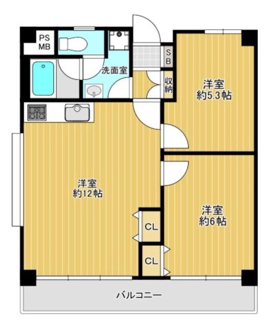 ダイアパレス野間(2LDK/10階)の間取り写真