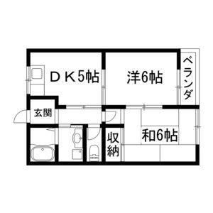 ヒルズ梅ヶ丘(2DK/1階)の間取り写真