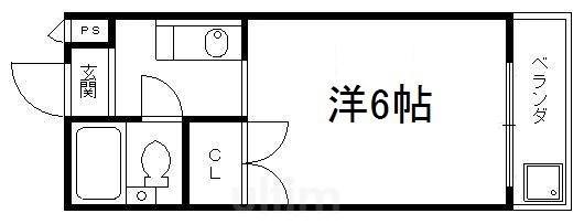 パレス桃山(1K/4階)の間取り写真