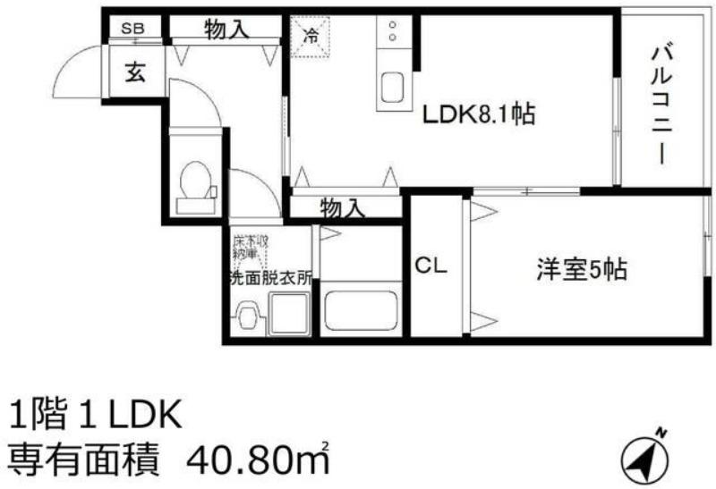 グリーンヒル大和(1LDK/1階)の間取り写真