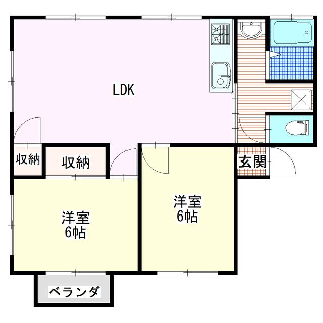 シティハイムヴァルト(2LDK/1階)の間取り写真