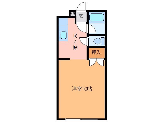 2NDアーバン(1K/2階)の間取り写真