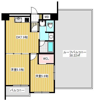 田園キャッスル志村(2DK/5階)の間取り写真