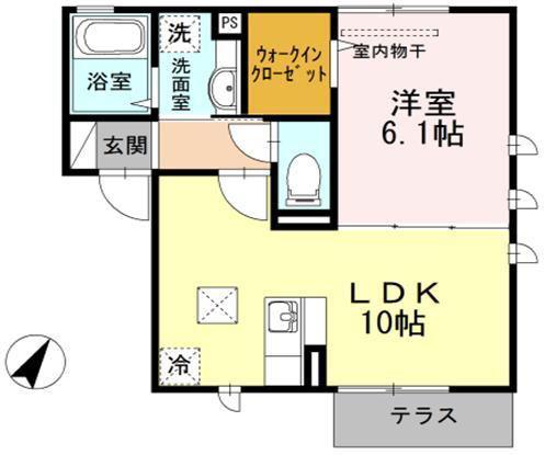 LA MER 桜上水 II(1LDK/1階)の間取り写真