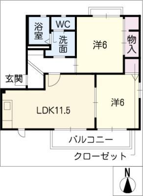 バリュージュM(2LDK/1階)の間取り写真