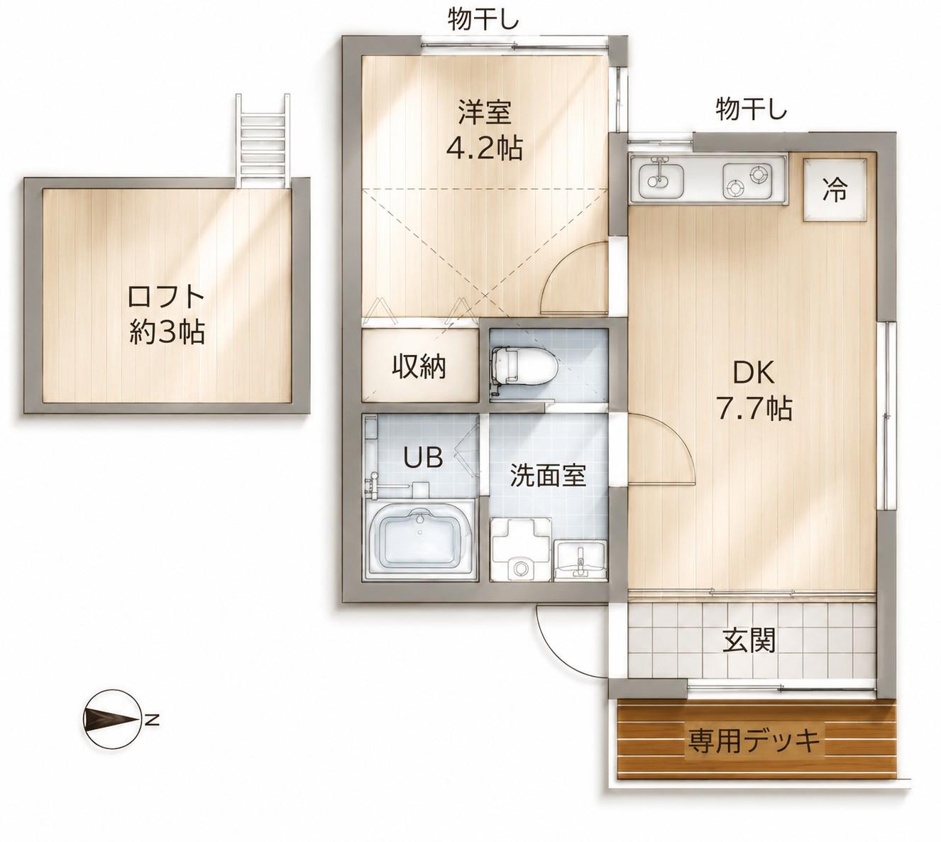 シャトレ新川崎(1LDK/1階)の間取り写真