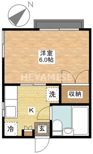 フォーリーフ弥生B(1K/2階)の間取り写真