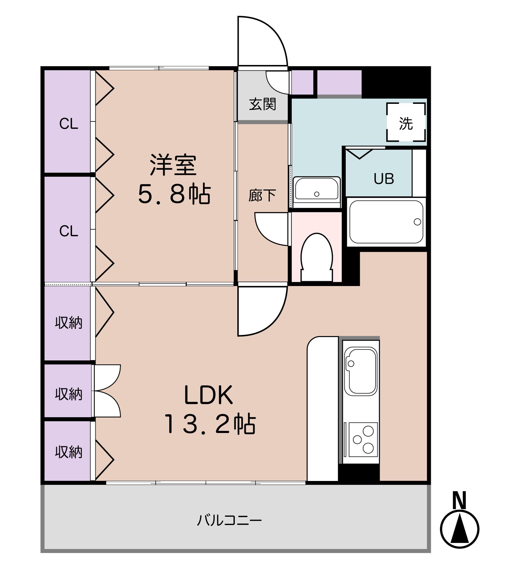 ロイヤル岩切VII(1LDK/2階)の間取り写真