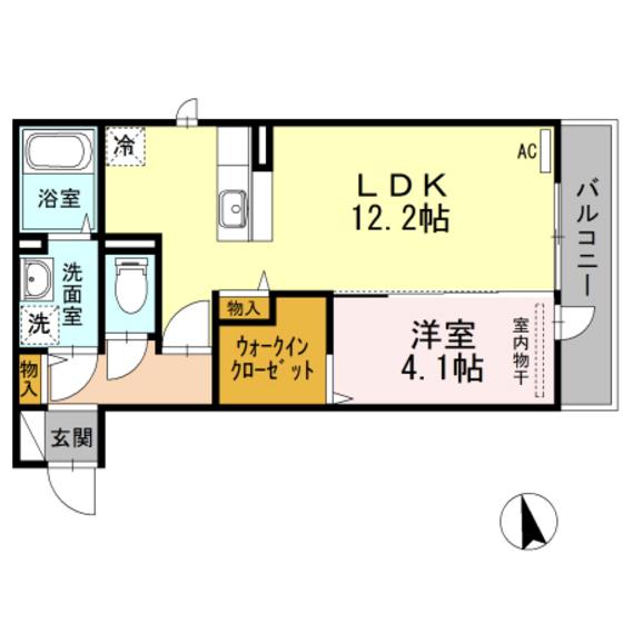 D-ROOM西新(1LDK/2階)の間取り写真