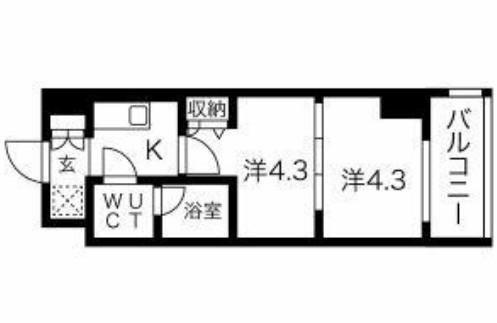 スパシエ蒲田グランドタワー(2K/12階)の間取り写真