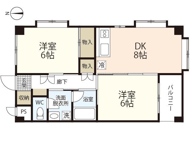 F GARDEN 厚生町 II(2DK/6階)の間取り写真