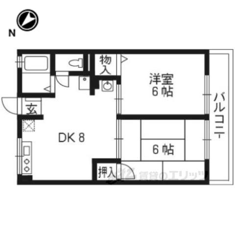 サンハイム伊勢(2DK/2階)の間取り写真
