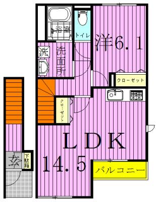 GRANDEUR Mグランドールエム(1LDK/2階)の間取り写真