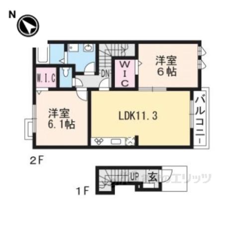 アルモニーⅠ(2LDK/2階)の間取り写真