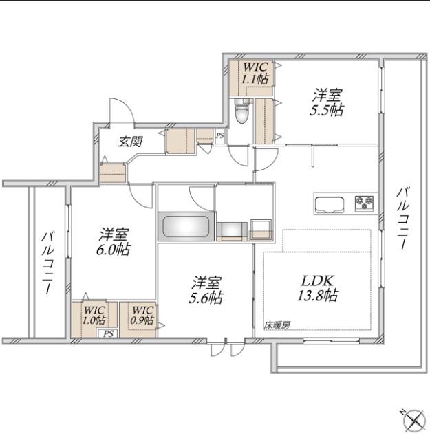 領家プライムコートII(3LDK/2階)の間取り写真