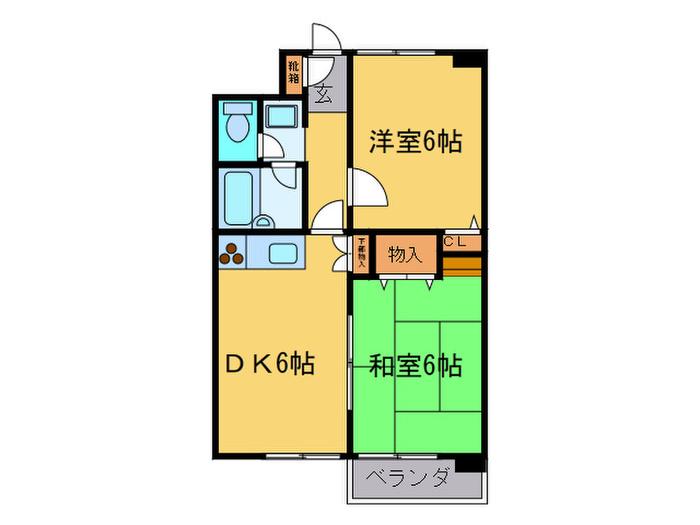 カピトール川崎I(2DK/2階)の間取り写真