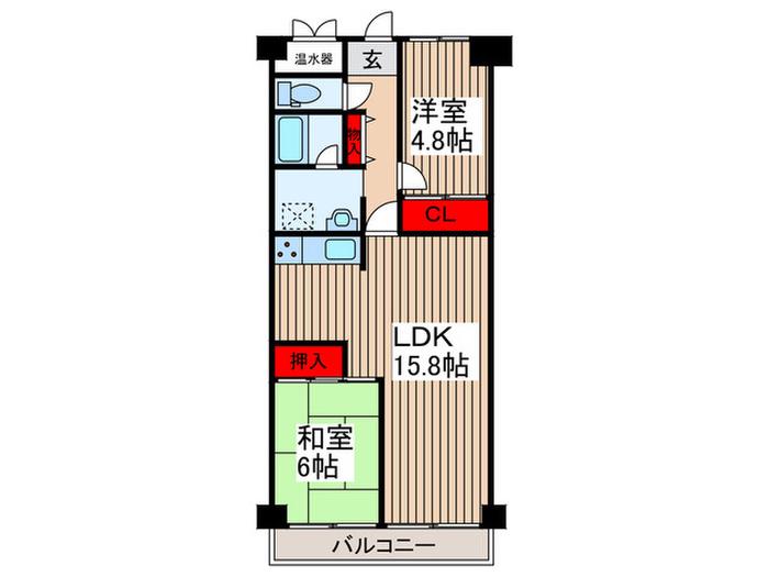 マンハイム大宮(2LDK/4階)の間取り写真