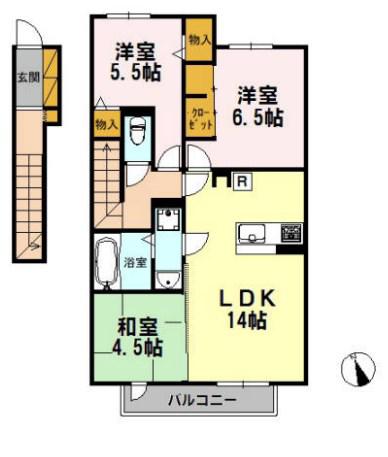 北野翠停II(3LDK/2階)の間取り写真