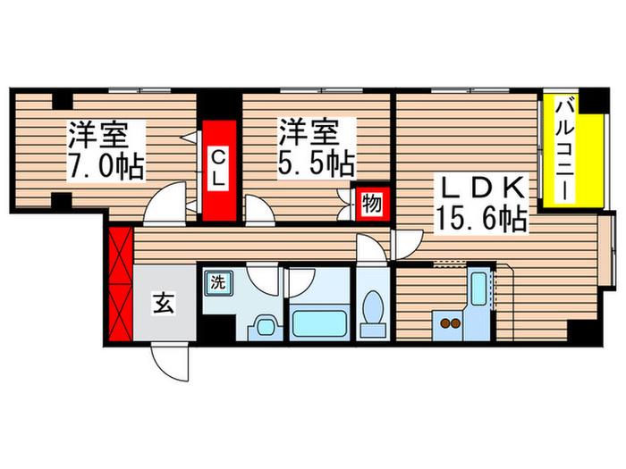 シルバラード(2LDK/6階)の間取り写真