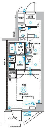 DIPS西新井(1K/5階)の間取り写真