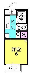 エアフォル夙川(1K/2階)の間取り写真