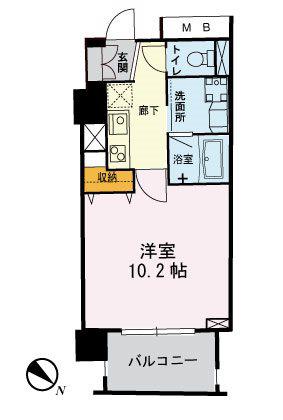 メゾンシンティI(1K/8階)の間取り写真