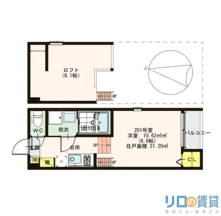 COMFORT西中島(1K/2階)の間取り写真