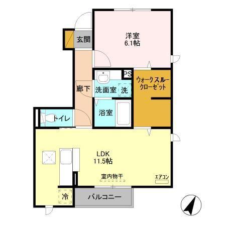 ルーチェ(1LDK/1階)の間取り写真