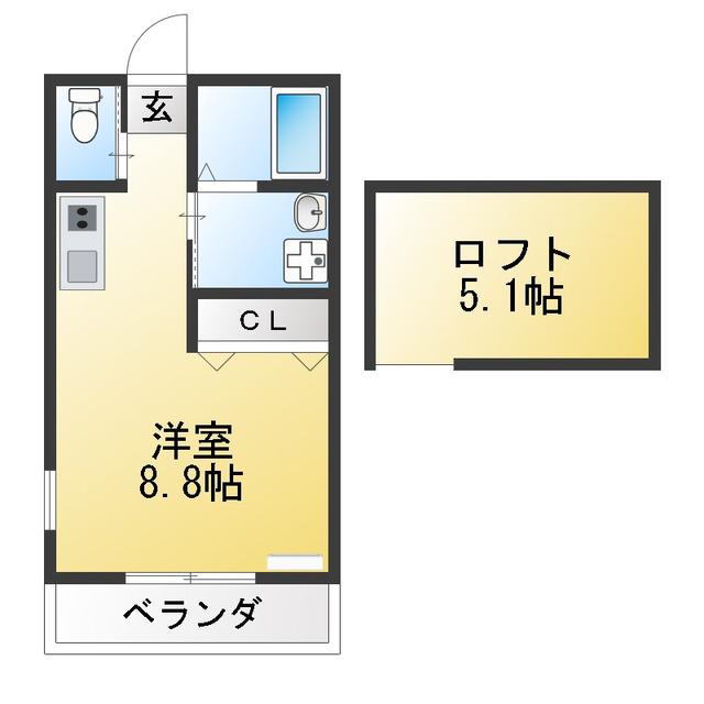 シャルム追浜(ワンルーム/2階)の間取り写真