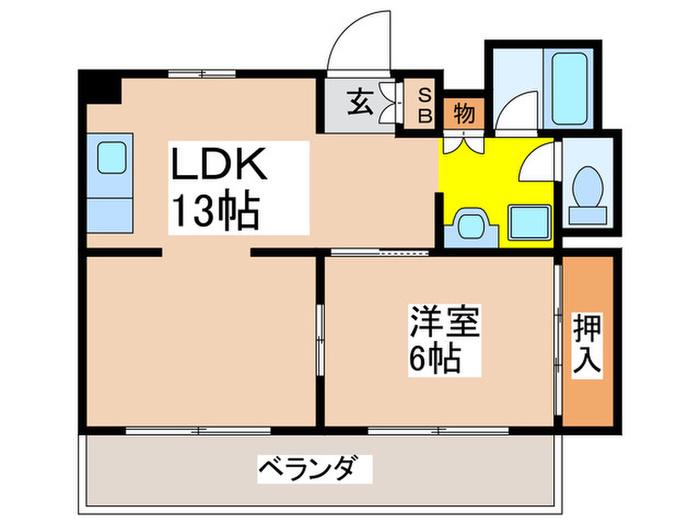 大融ビル(1LDK/3階)の間取り写真