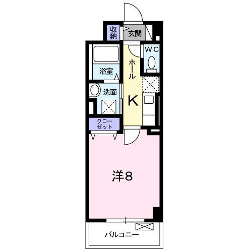 グラスペディア(1K/4階)の間取り写真