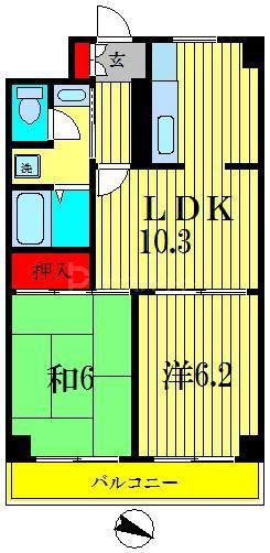 スカイフォーラム小岩(2LDK/8階)の間取り写真