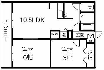 エーコーパティオス(2LDK/2階)の間取り写真