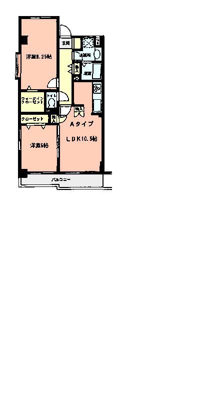 グリーンヒルズ古淵(2LDK/3階)の間取り写真