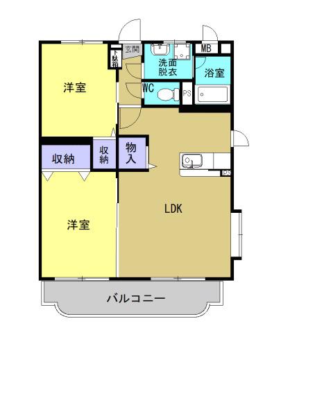 グランメールK(2LDK/2階)の間取り写真