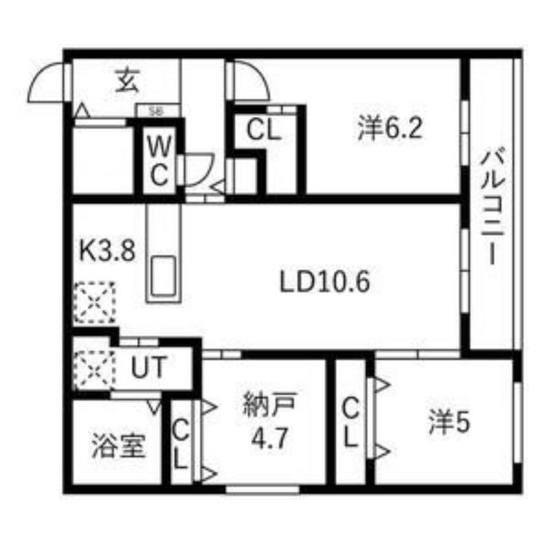 ヴィレッジ円山テラス(3LDK/2階)の間取り写真