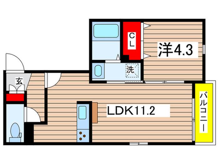 CUORE PURO(1LDK/2階)の間取り写真