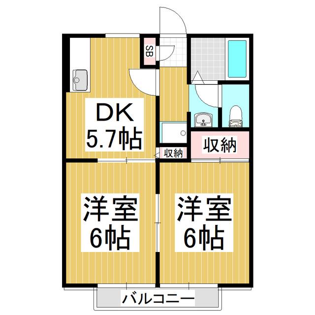 アメニティーハウス(2DK/1階)の間取り写真