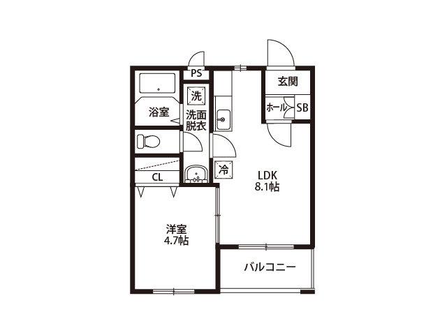ノースフィールド(1LDK/1階)の間取り写真
