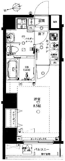 GENOVIA 中野野方GREEN VAIL(1K/3階)の間取り写真
